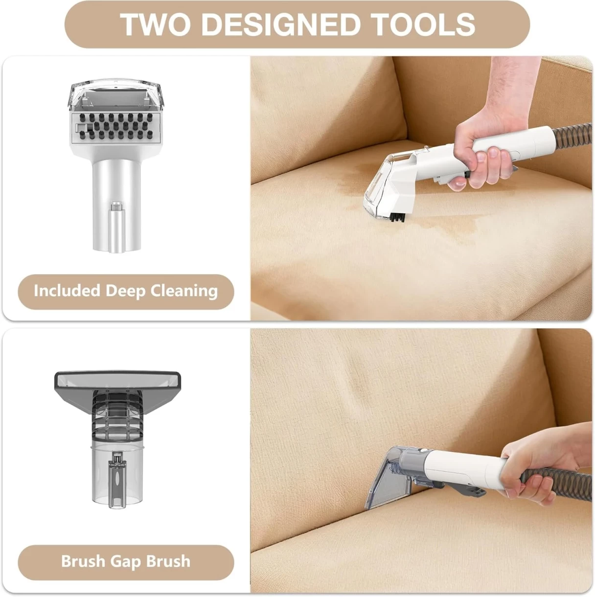 [EU Direct]Teendow C3 450W Portable Carpet Cleaner Vacuums 12kpa c5 Spot Cleaner For Carpet And Sofa Pet Stain Remover with Dual Water Tank System