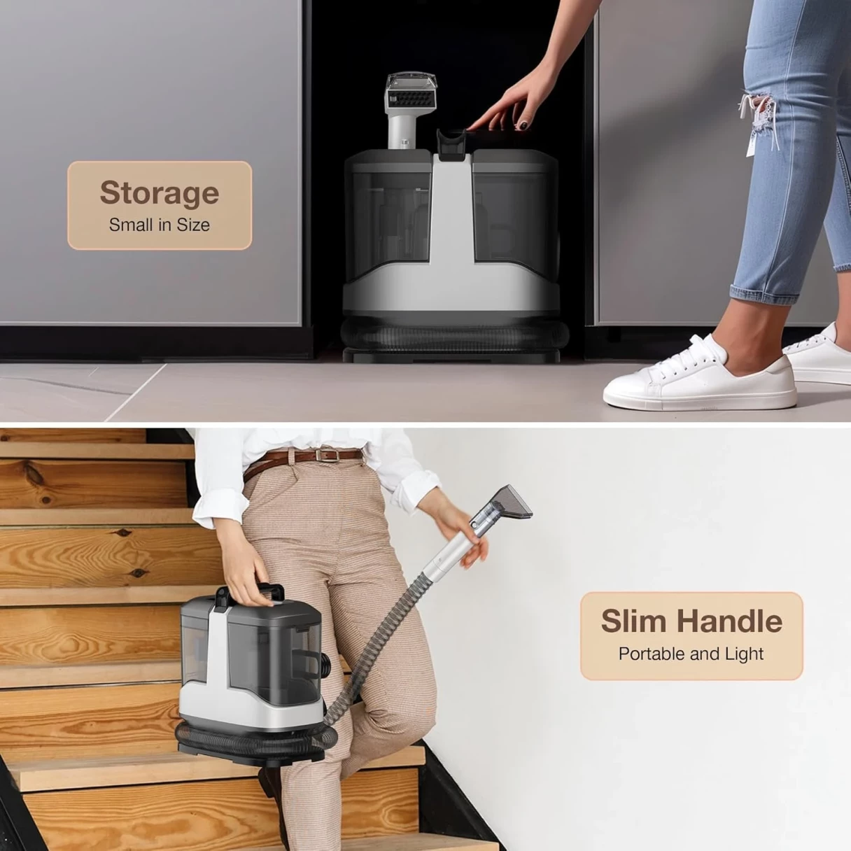 [EU Direct]Teendow C3 450W Portable Carpet Cleaner Vacuums 12kpa c5 Spot Cleaner For Carpet And Sofa Pet Stain Remover with Dual Water Tank System