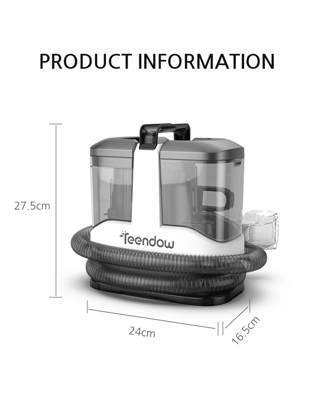 [EU Direct]Teendow C3 450W Portable Carpet Cleaner Vacuums 12kpa c5 Spot Cleaner For Carpet And Sofa Pet Stain Remover with Dual Water Tank System