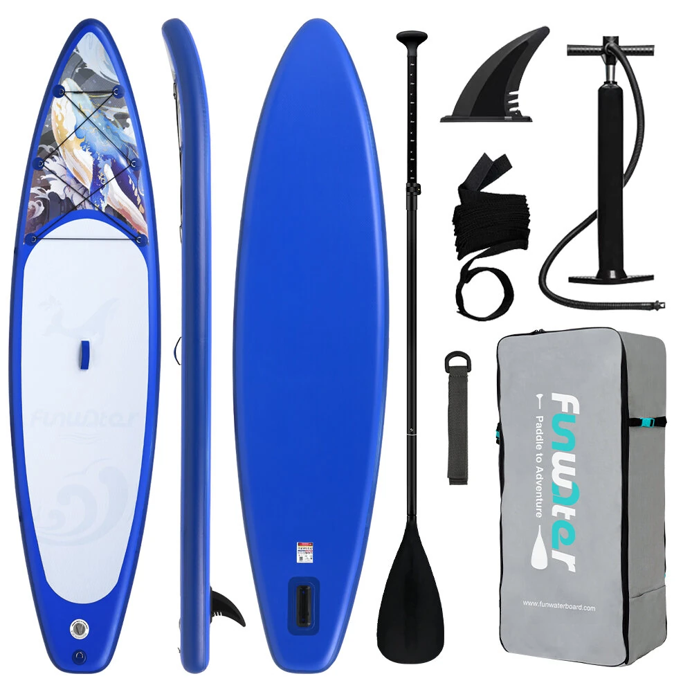 [EU Direct] FunWater 350*84*15CM Load 180KG+ Longer ISUP Inflatable Stand Up Paddle Board Surfboard For Solor Adventure Fimaly Touring Unisex Adult Paddle Board SUPFW54A