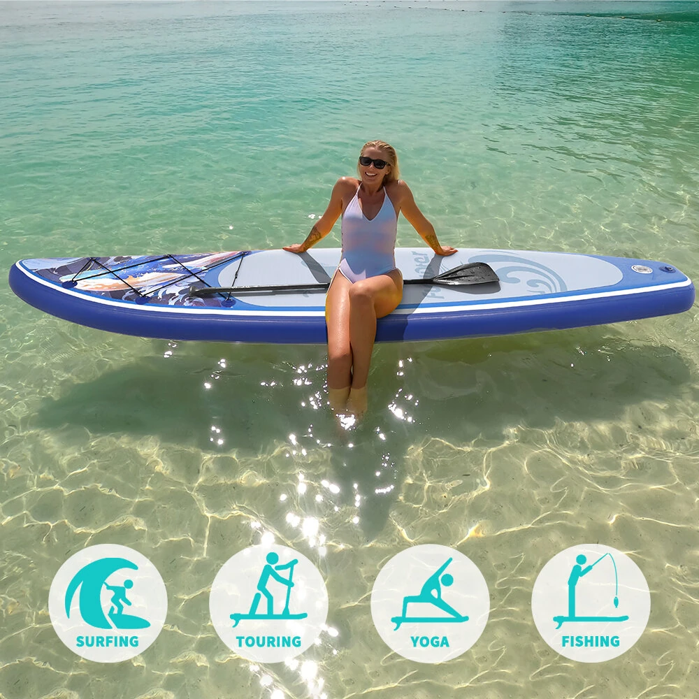 [EU Direct] FunWater 350*84*15CM Load 180KG+ Longer ISUP Inflatable Stand Up Paddle Board Surfboard For Solor Adventure Fimaly Touring Unisex Adult Paddle Board SUPFW54A
