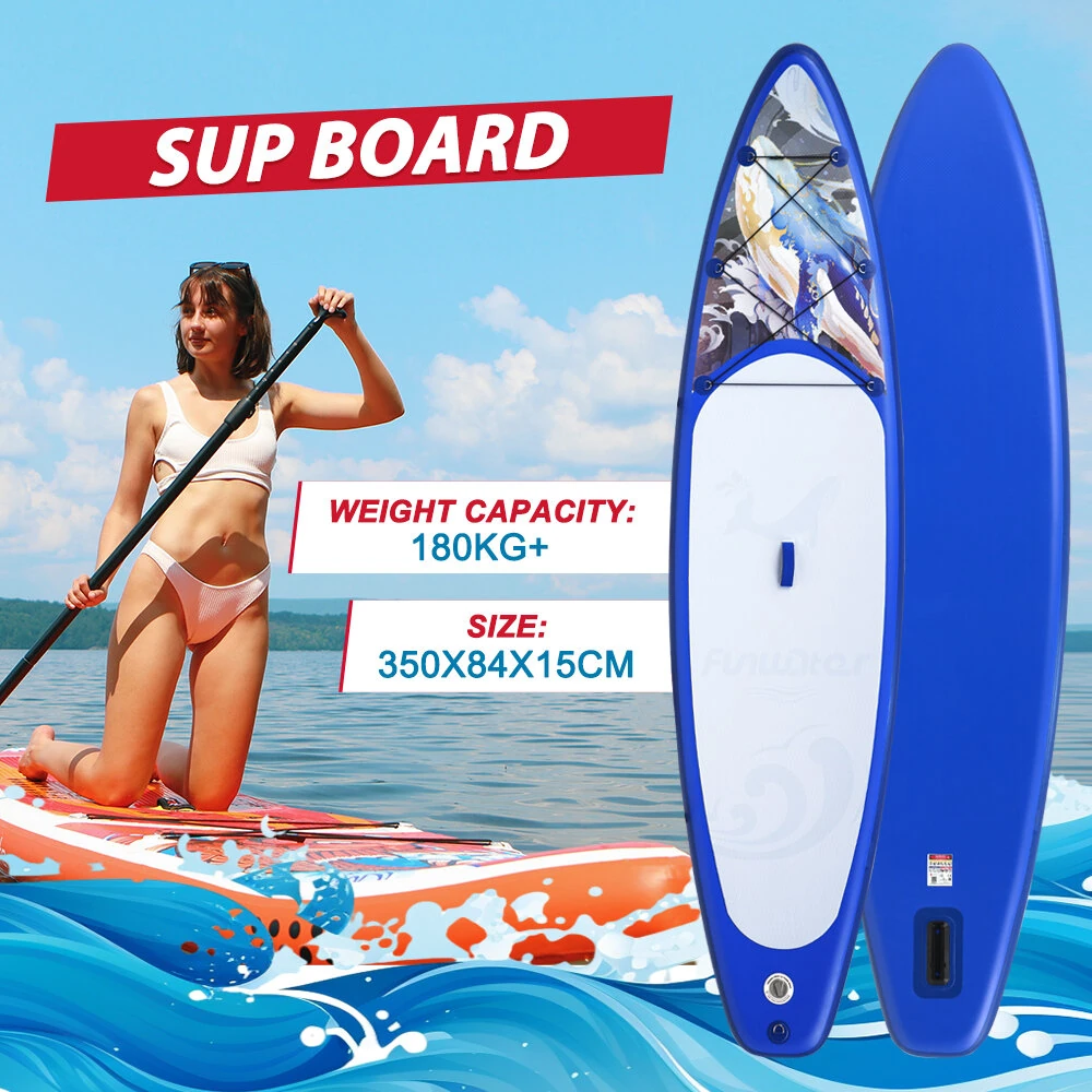 [EU Direct] FunWater 350*84*15CM Load 180KG+ Longer ISUP Inflatable Stand Up Paddle Board Surfboard For Solor Adventure Fimaly Touring Unisex Adult Paddle Board SUPFW54A