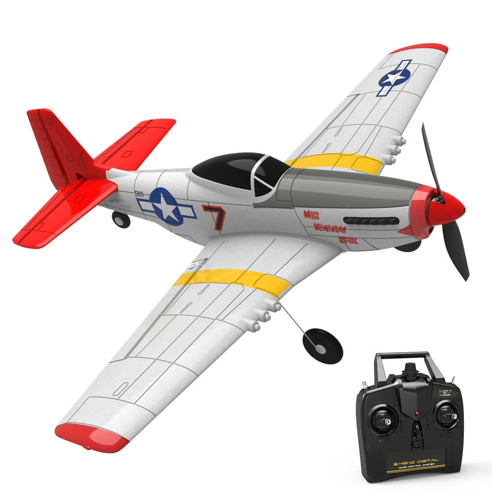 Eachine Mini Mustang P-51D V2 EPP 400mm Wingspan 2.4G 6-Axis Gyro RC Airplane Trainer Fixed Wing BNF/RTF One Key Return Compatible DSM S-BUS Protocol for Beginner