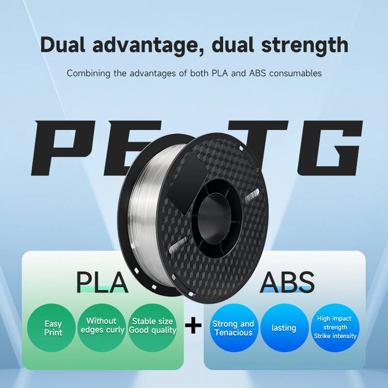 KINGROON PETG 3D Printer Filament 1.75mm 5kg Black/White/Grey/Red/Dark Blue/High Strength Easy to Print Eco-Friendly No Bubbles Smooth Printing High Precision