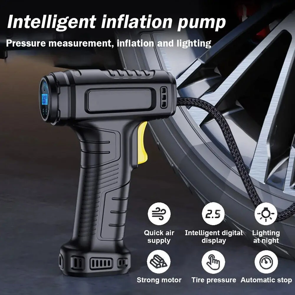 120W Smart Car Electric Tire Inflator Pump Car Handheld Intelligent Digital Display Household Car Electric Portable Tire Air Pump