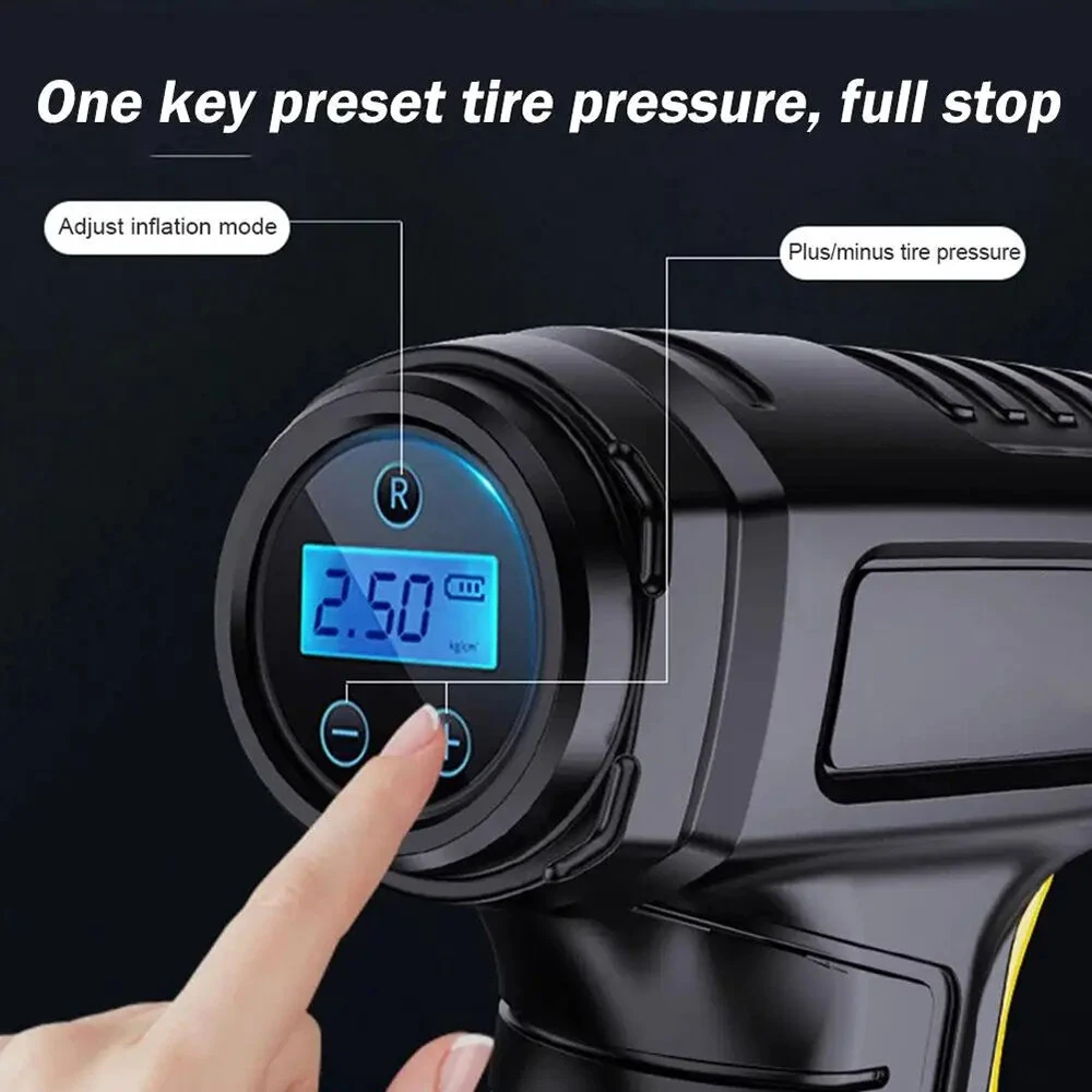 120W Smart Car Electric Tire Inflator Pump Car Handheld Intelligent Digital Display Household Car Electric Portable Tire Air Pump