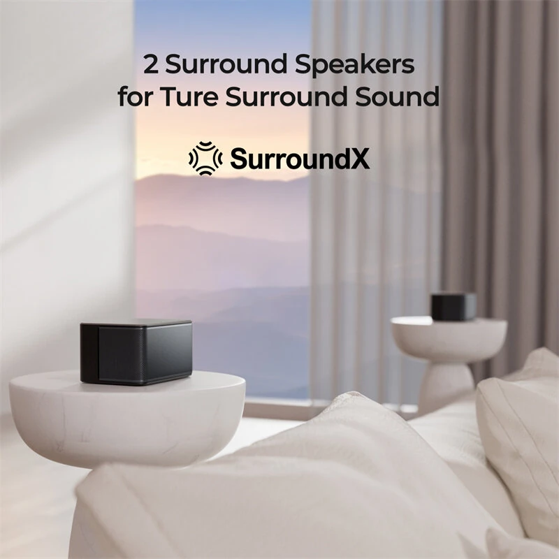 ULTIMEA Poseidon M4T 5.1CH Dolby Atmos Soundbar 450W bluetooth Soundbar with 5.25-inch Wireless Subwoofer 2 Rear Surround Speakers BassMX Surround X Technology Support HD eARC Smart Home Cinema Theater