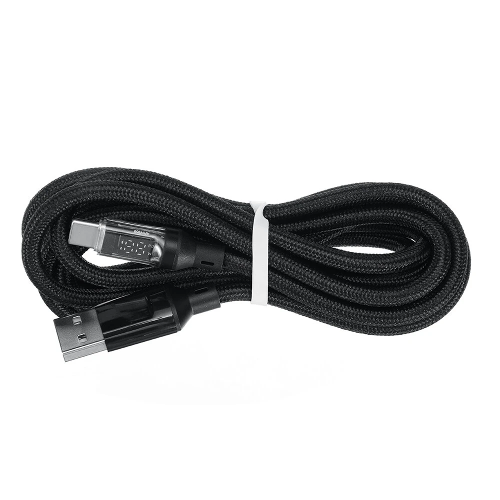 120W USB-A to Type-C Cable with Digital Display Fast Charging Data Transmission Copper Core Line 1M/2M Long for iPhone 15 15 Plus for Huawei Pura 70 Ultra for Xiaomi Civi 4 Pro for Samsung Galaxy S24