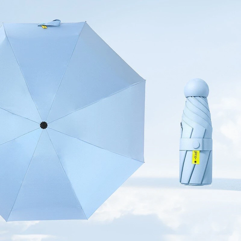 AGSIVO 21 Inch Mini Travel Sun & Rain 8 Ribs Umbrella UPF 50+ UV Protection Light Folding Compact Pocket Umbrella For Men / Women / Kids / Girls / Boys