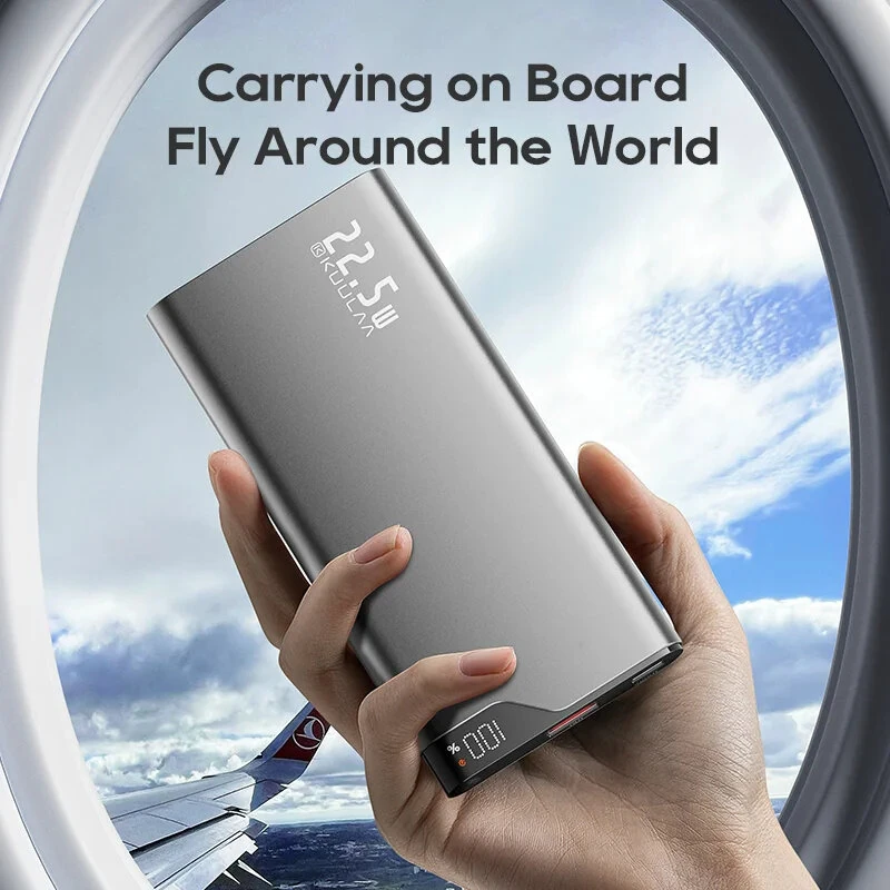 KUULAA KL-YD70 22.5W 37Wh 10000mAh Power Bank LED Digital Display External Battery Power Supply with 1 Input & 2 Outputs Support PD3.0 QC3.0 SCP Fast Charging for iPhone 16 16 Pro 15 14 13 Pro Max for Huawei Mate XT for Xiaomi 15pro