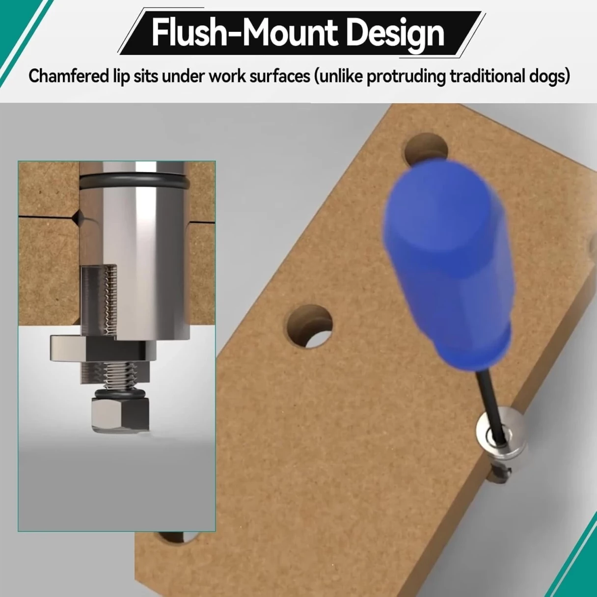 HONGDUI HD30-YG03 Bench Connector Dog For Woodworking Bench Dog MFT System Connecting Two Dog Hole Bench