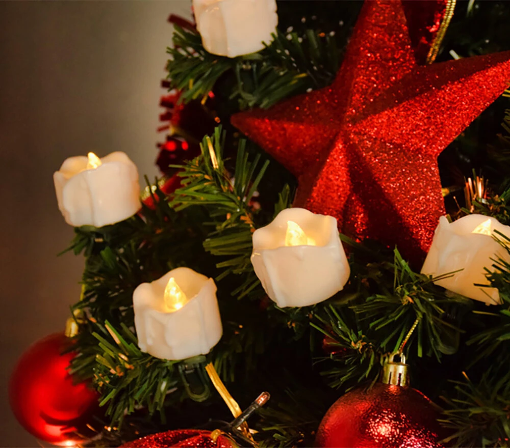 9Pcs LED Christmas Tree Decoration Candles Remote Control Candle Lights with Clips Flashing Christmas Home Decoration Candles 2 Button Remote Control