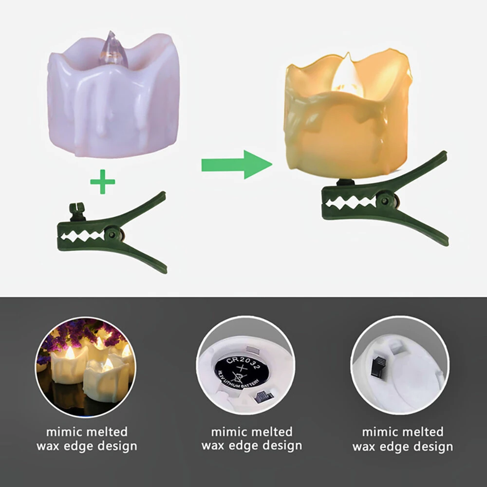 9Pcs LED Christmas Tree Decoration Candles Remote Control Candle Lights with Clips Flashing Christmas Home Decoration Candles 2 Button Remote Control