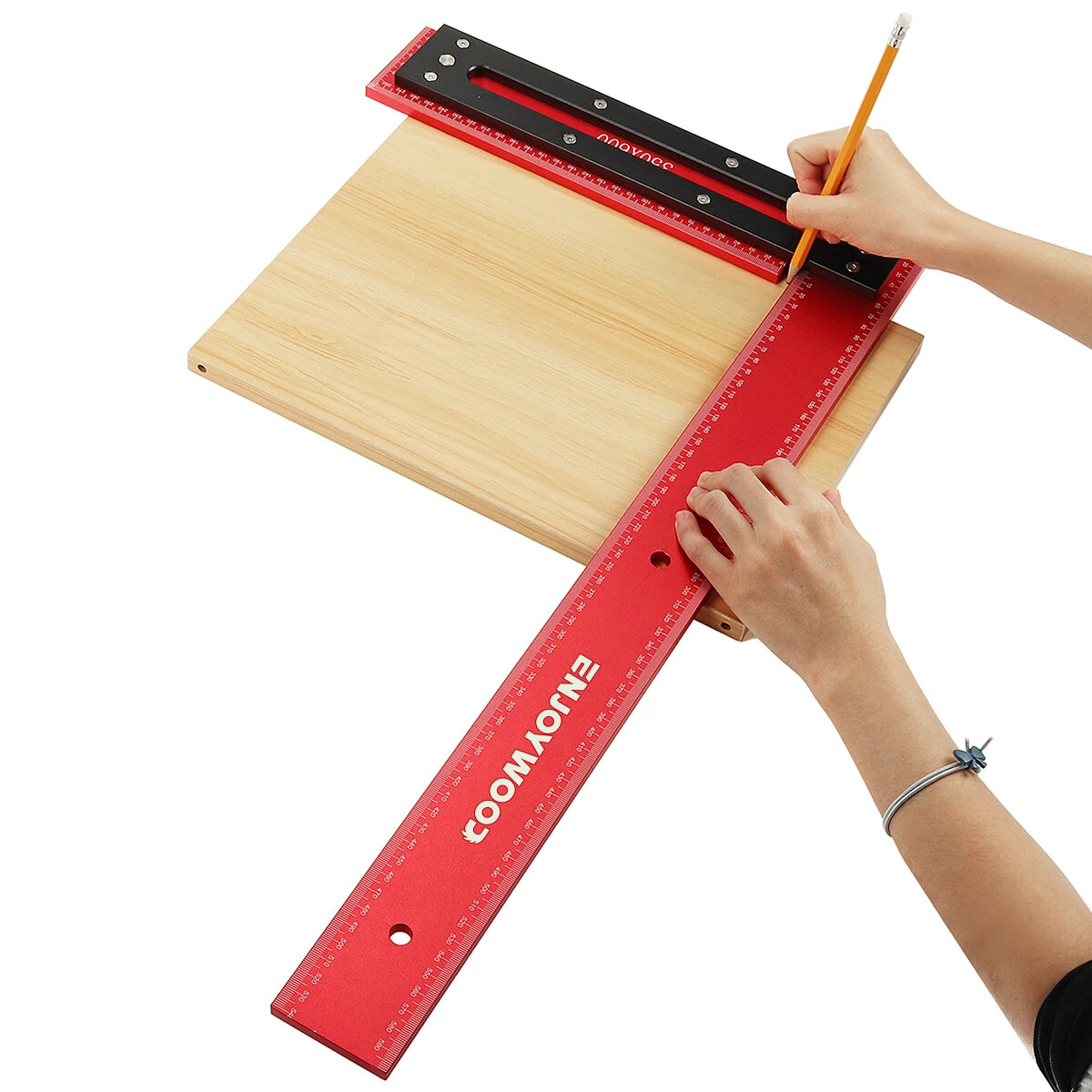 ENJOYWOOD 600mm Aluminum Alloy Carpenter Square Framing Square Right Angle Ruler for Woodworking Square Setting Marking