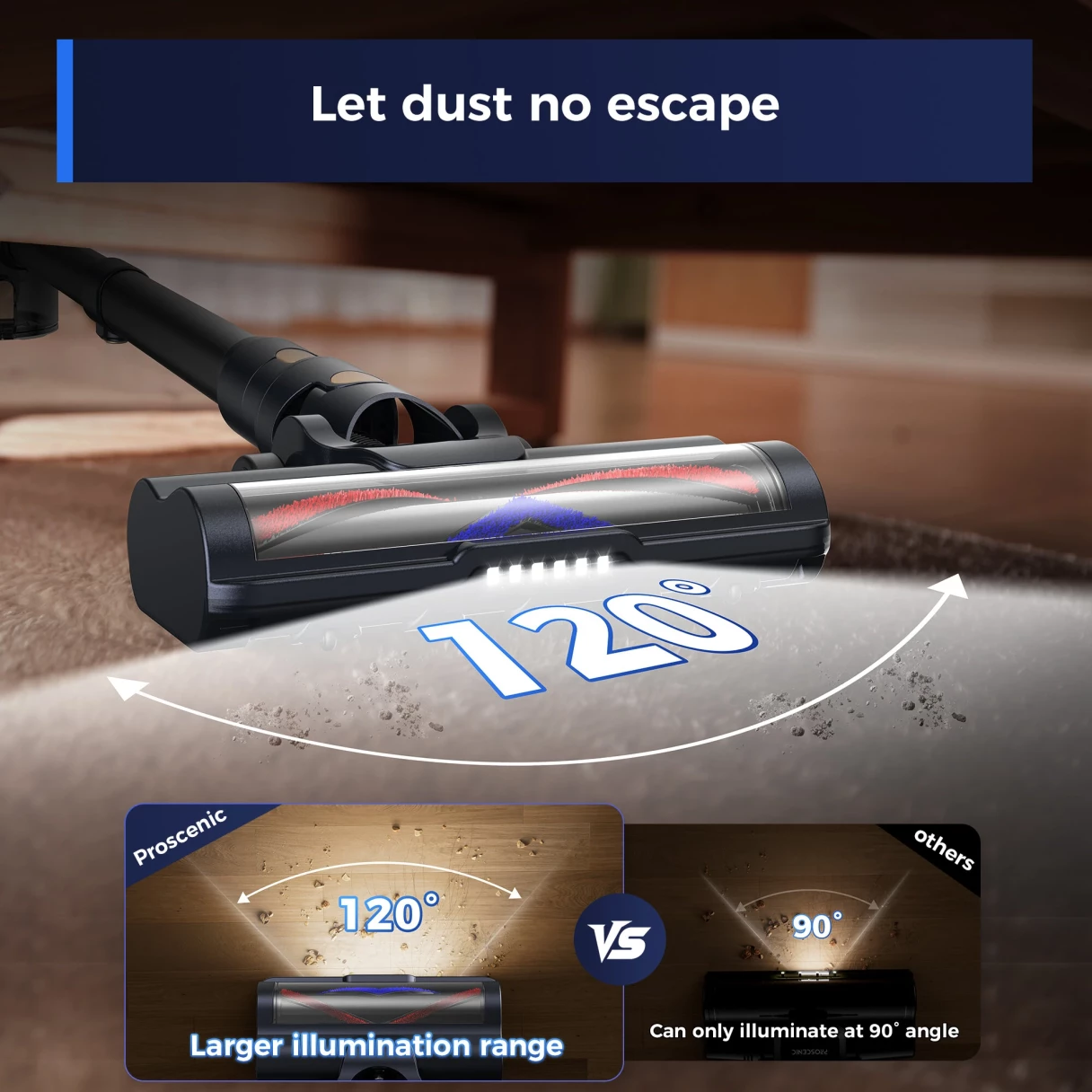 [EU Direct] Proscenic P11 Lite Cordless Vacuum Cleaner 40kPa Powerful Vacuum Cleaners for Home with LED Display,Up to 50 Mins Runtime Stick Vacuum,Lightweight Vacuum for Carpet,Hard Floor