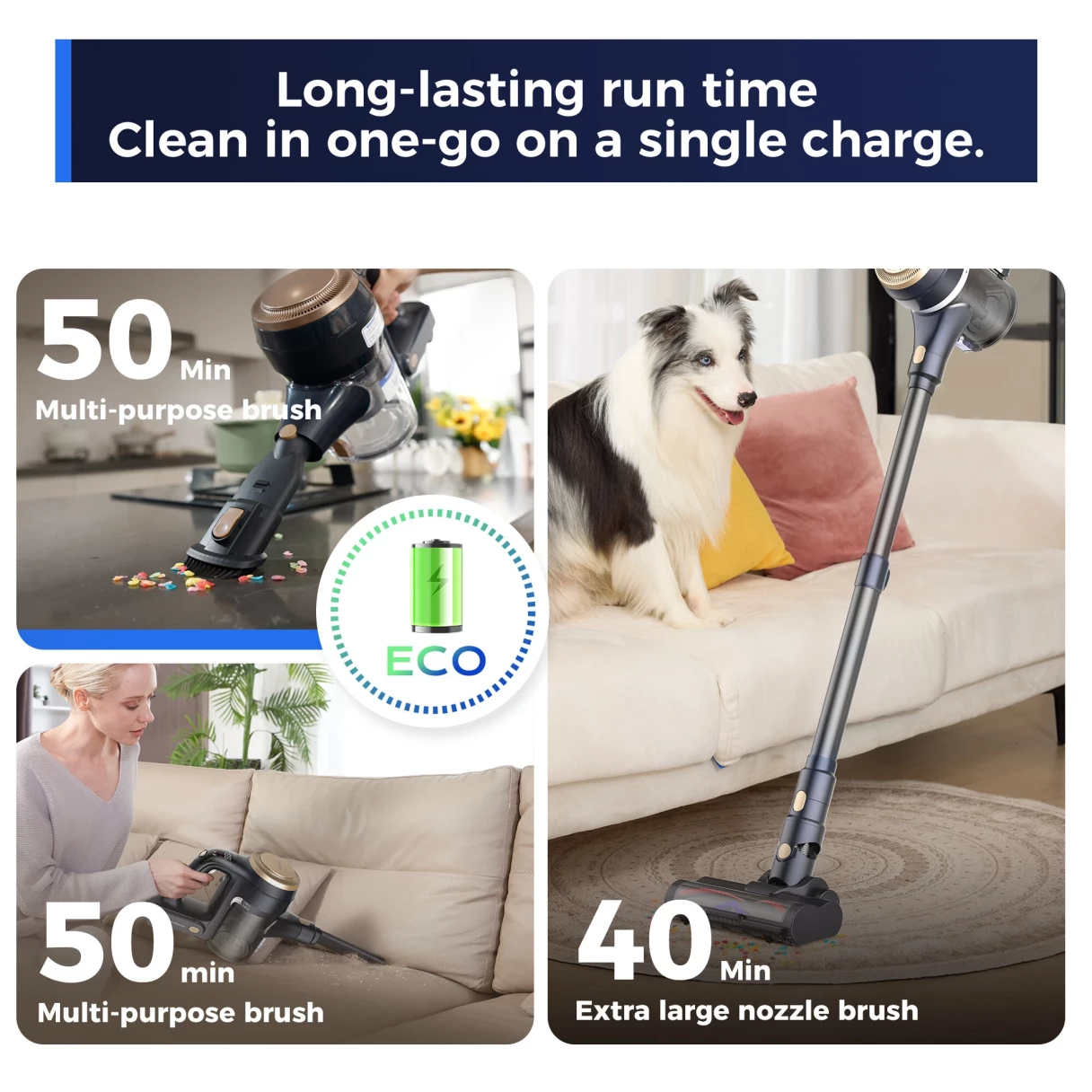 [EU Direct] Proscenic P11 Lite Cordless Vacuum Cleaner 40kPa Powerful Vacuum Cleaners for Home with LED Display,Up to 50 Mins Runtime Stick Vacuum,Lightweight Vacuum for Carpet,Hard Floor