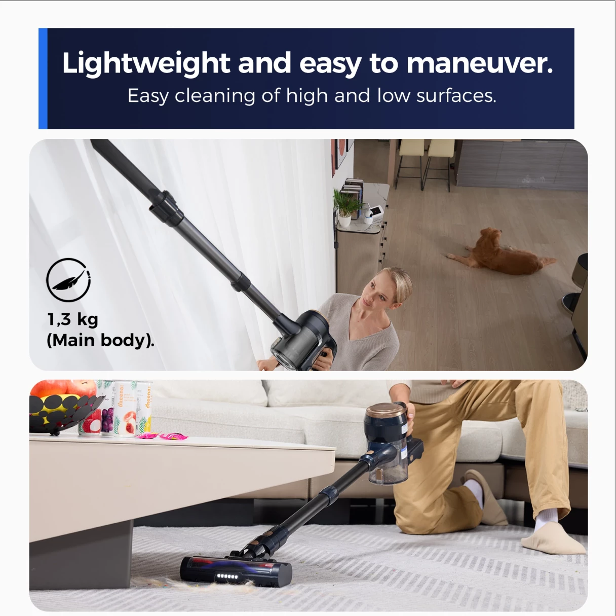 [EU Direct] Proscenic P11 Lite Cordless Vacuum Cleaner 40kPa Powerful Vacuum Cleaners for Home with LED Display,Up to 50 Mins Runtime Stick Vacuum,Lightweight Vacuum for Carpet,Hard Floor