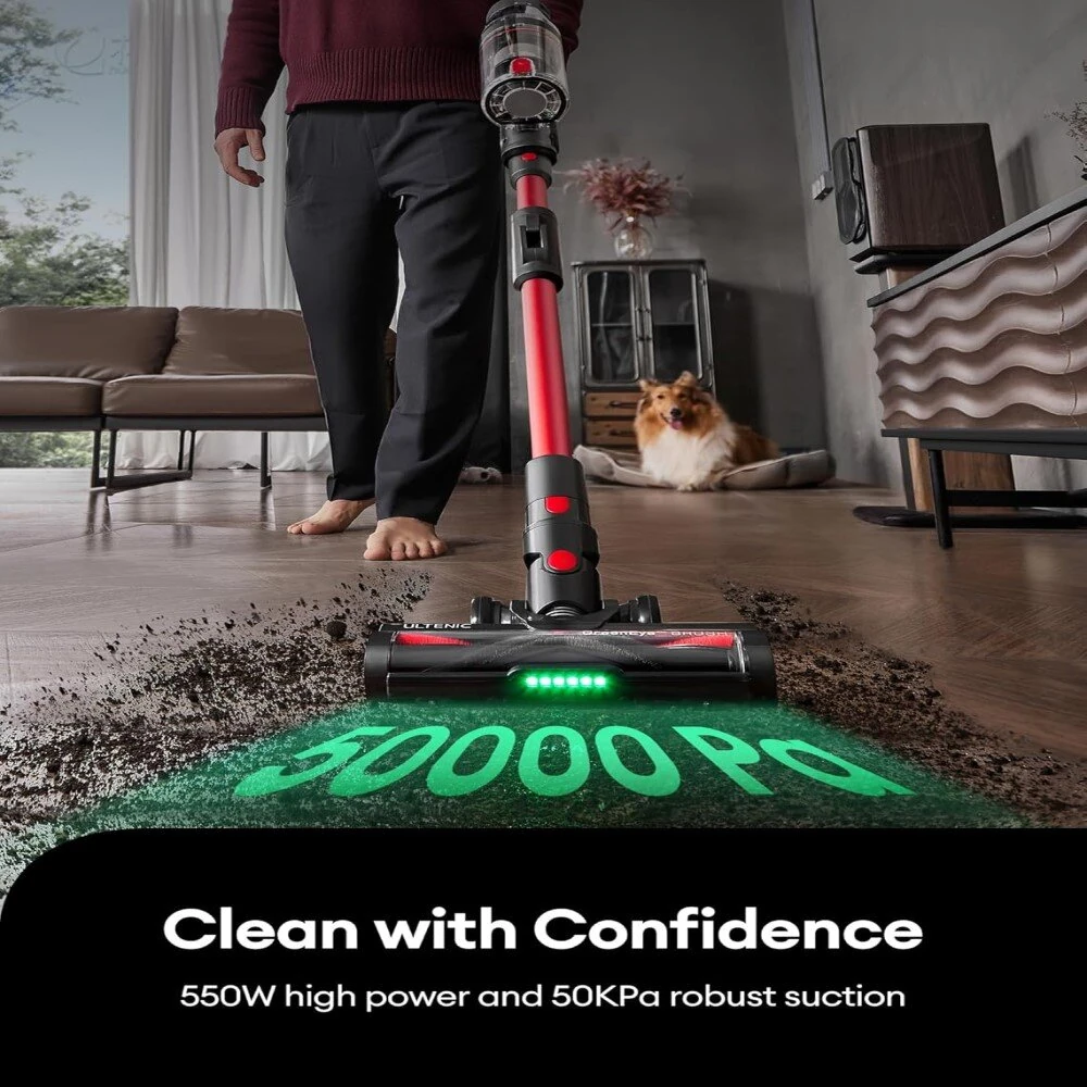 [EU Direct] Proscenic P16 & Ultenic U16 Flex Cordless Stick Vacuum Cleaner,180°Bendable Wand, Green LED Headlight, Digital LED Display, Rechargeable Lightweight Stick Vacuum for Home