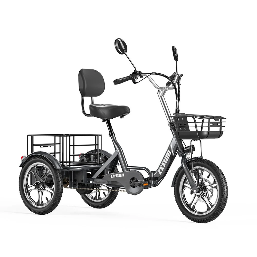 [EU DIRECT] CYSUM T1 Pro Electric Tricycle 48V 22Ah Battery 250W Motor Top Speed 25KM/H 16inch Tires 120-150KM Mileage Range 150KG Max Load Folding Electric Bike