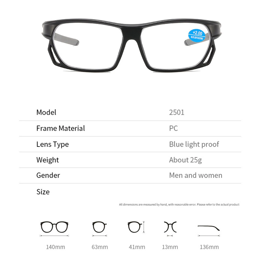 Sport Anti-blue Light Reading Glasses for Men Women Lightweight HD Comfortable Presbyopic Glasses