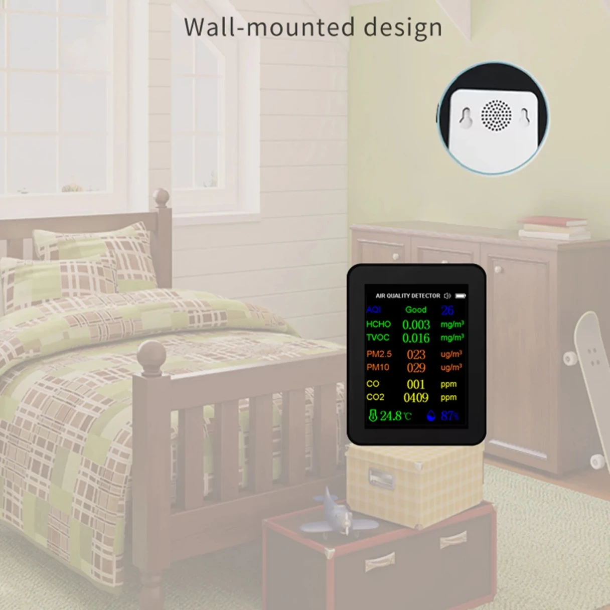 12-in-1 Air Quality Monitor Tuya wifi HCHO CO Formaldehyde Portable Carbon Dioxide Detector with Real-Time Data CO2 HCHO TVOC PM2.5 PM10 CO Temperature Humidity Meter USB Charging WiFi Enabled for Home and Office Use