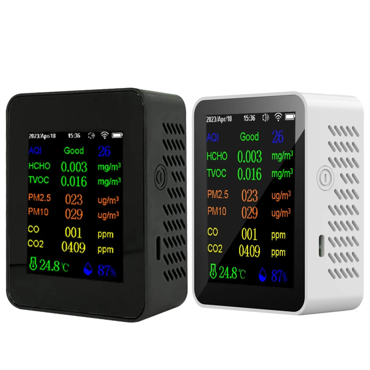 12-in-1 Air Quality Monitor Tuya wifi HCHO CO Formaldehyde Portable Carbon Dioxide Detector with Real-Time Data CO2 HCHO TVOC PM2.5 PM10 CO Temperature Humidity Meter USB Charging WiFi Enabled for Home and Office Use