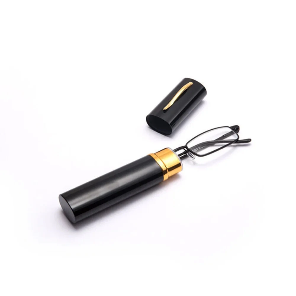 Portable Mini Lightweight Reading Glasses with Pen Tube Case Anti-blue Light Presbyopic Glasses Metal Case Women Men Eyeglasses +1.5-+3.5