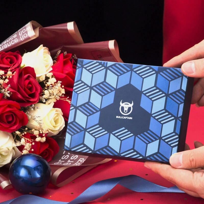 BULLCAPTAIN Genuine Leather RFID Blocking Wallet for Men, Retro Thin Short Multi-functional ID Credit Card Holder Multiple Card Slots Purse with Gift Box, Gifts To Mens Birthday