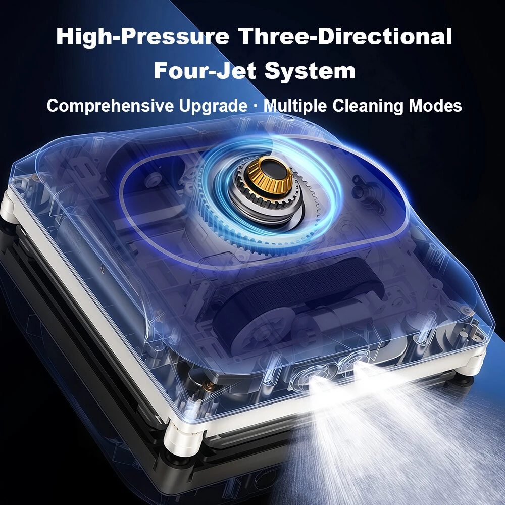 [EU Direct] Liectroux S11 Window Cleaning Robot , 4-Way Water Spray, Voice Prompts, Intelligent Navigation, Multiple Safety System, Frameless Works, Remote and App Control,Home Glass Floor Wall Tiles Cleaner Robot