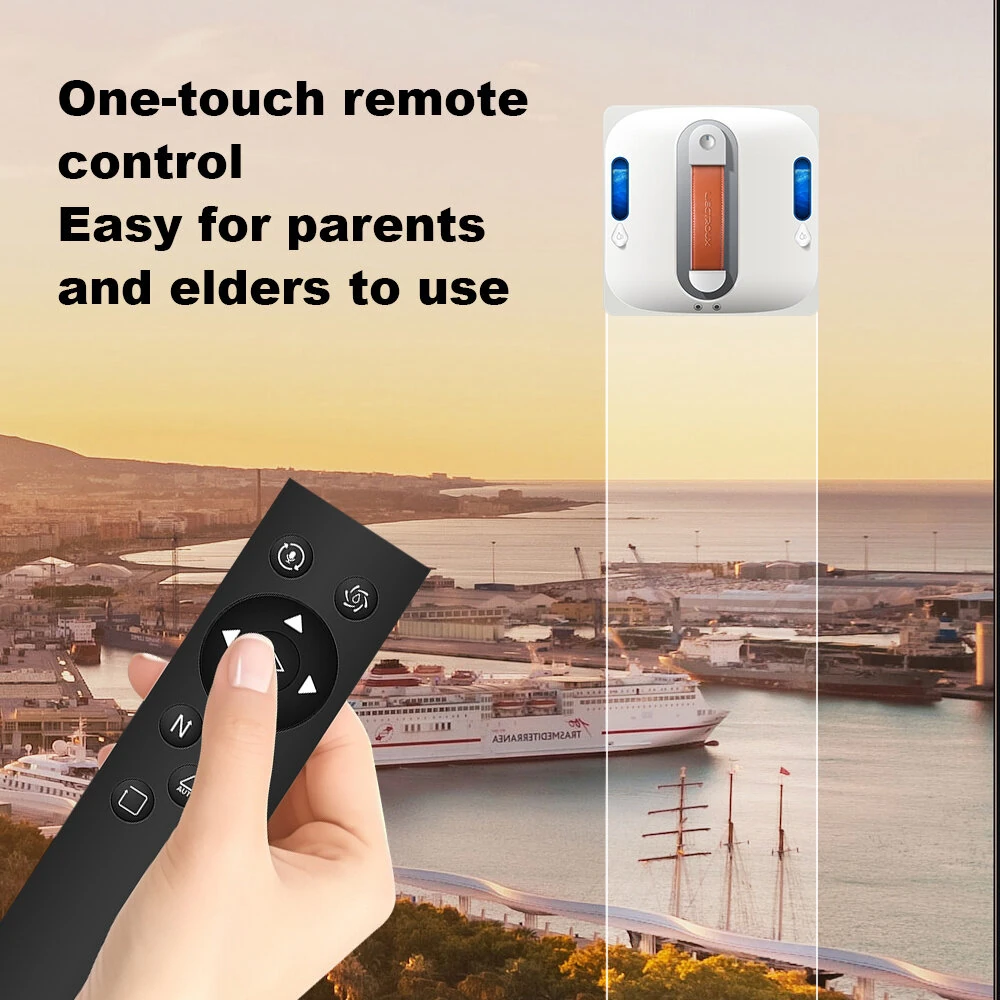 [EU Direct] Liectroux S11 Window Cleaning Robot , 4-Way Water Spray, Voice Prompts, Intelligent Navigation, Multiple Safety System, Frameless Works, Remote and App Control,Home Glass Floor Wall Tiles Cleaner Robot