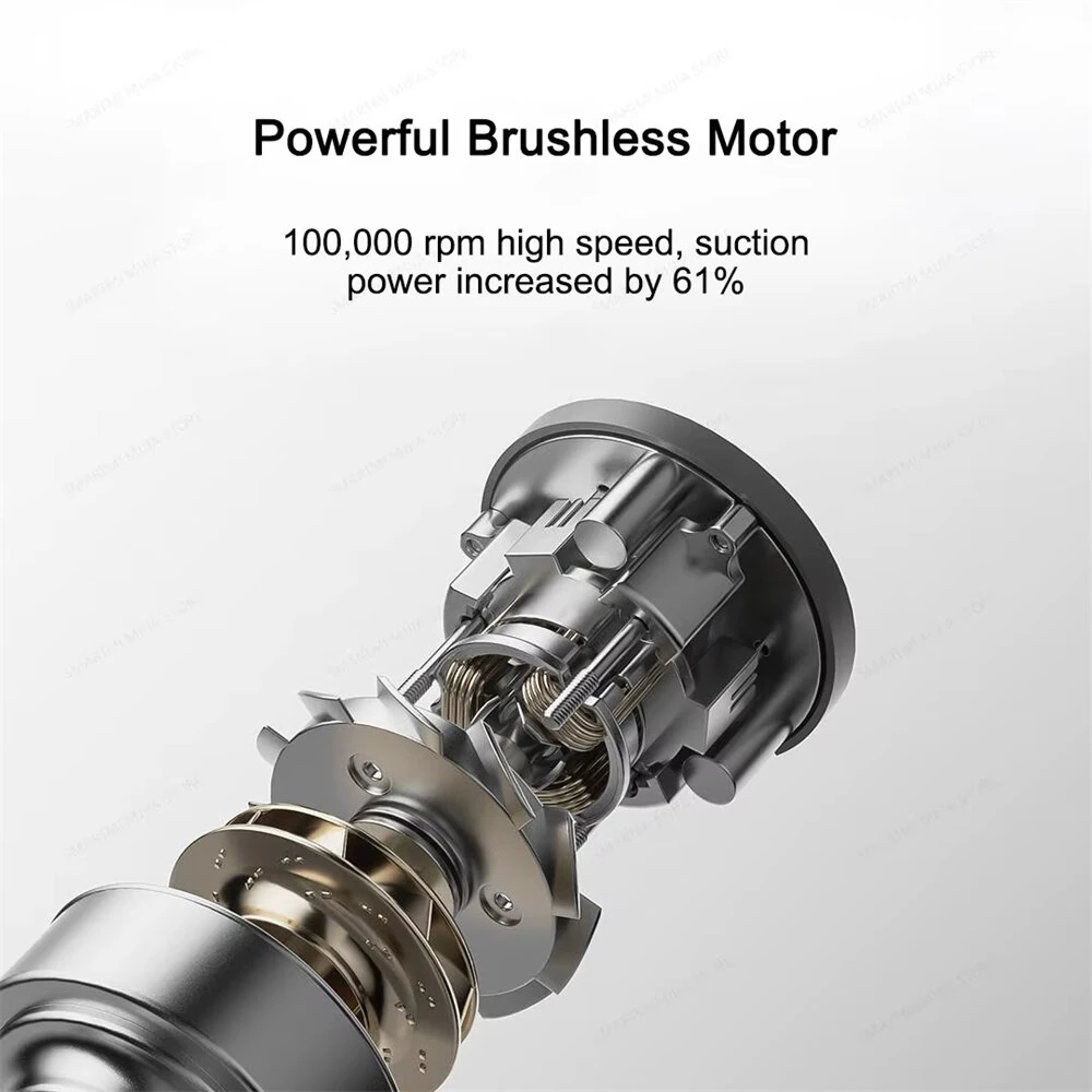 Xiaomi Mijia Car Vacuum Cleaner 21kPa Suction Brushless Motor Type-C Fast Charge 2400mAh Battery 5-Stage Filtration 150mL Dust Cup Wireless Cleaning Multiple Attachments