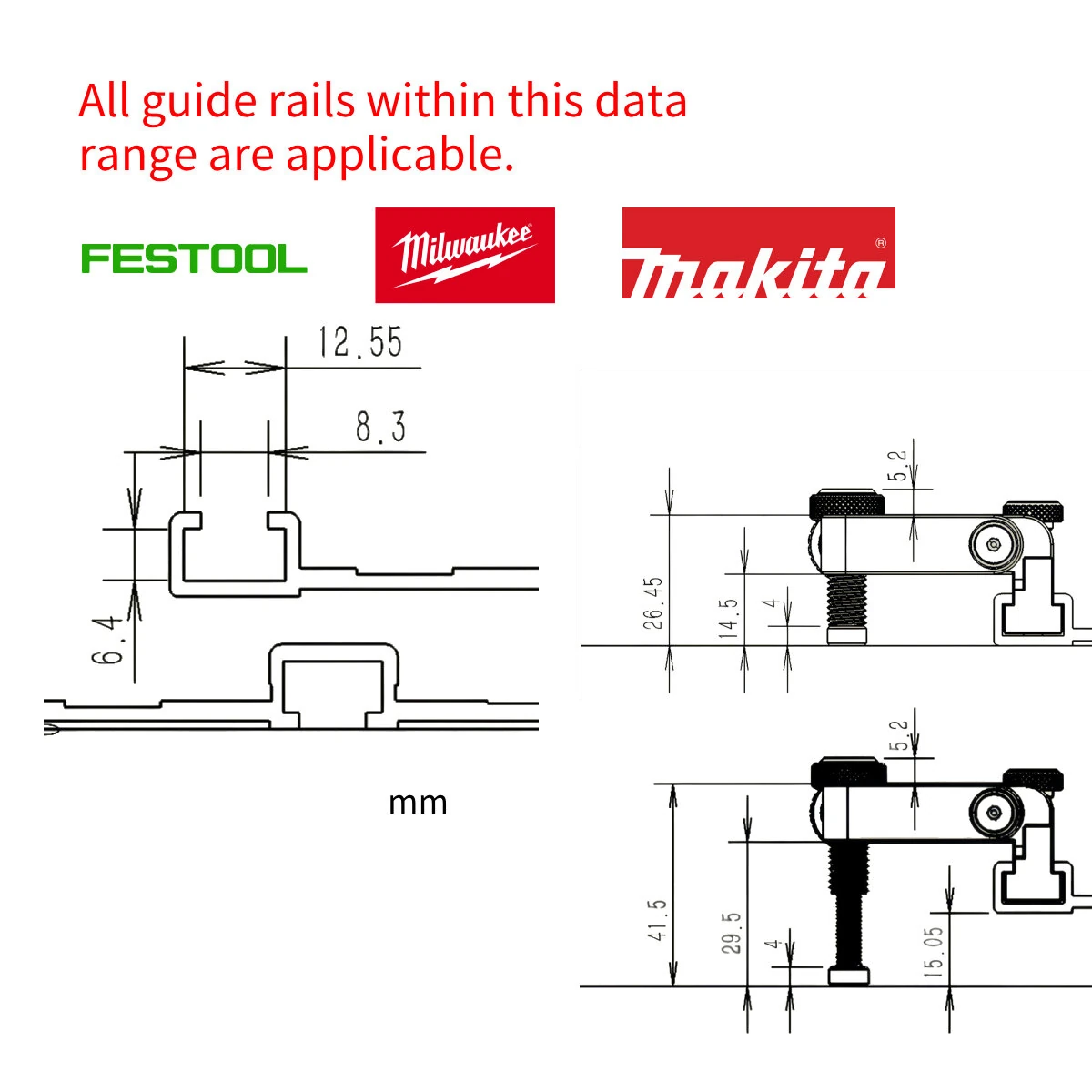 HONGDUI Hooked On Wood 2pcs Folding Guide Rail Clamp HD30-GD7N Bench Dog Flip Clamps Folding Rail Clip For MFT System