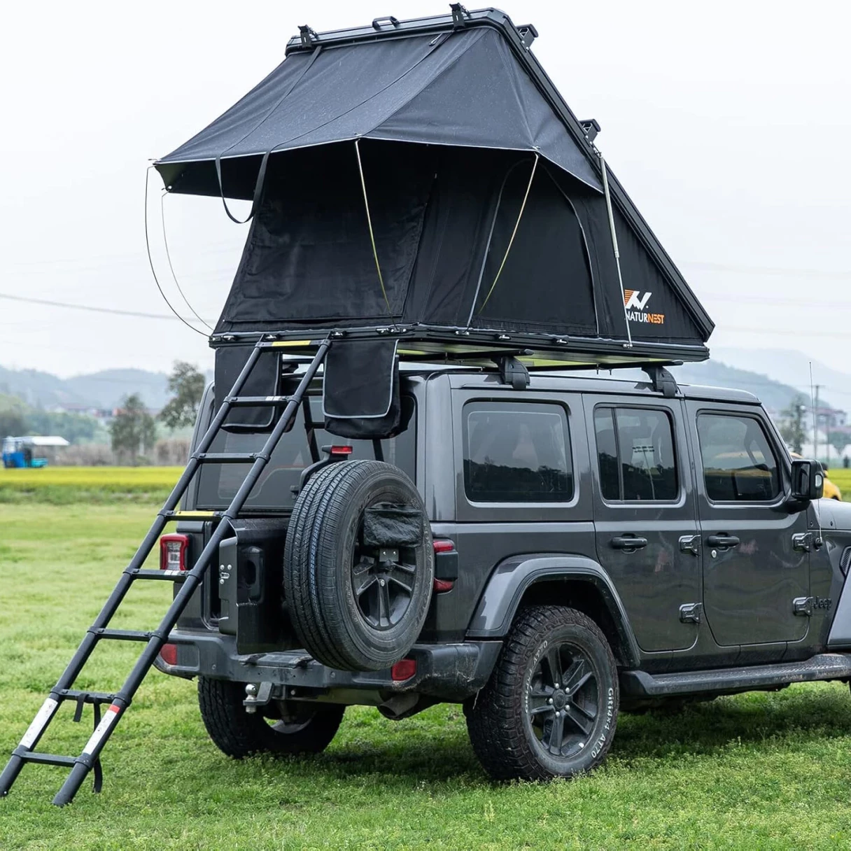 [DE Direct] NATURNEST Car Tent, 2-3 Person Rooftop Tent, Aluminum Frame, Truck Roof Top Tent, Truck Camping Bed Tent, 2in Thick Mattress, Camping Tent Hard Shell with Latch, Waterproof, UV Protection, for SUV, Truck