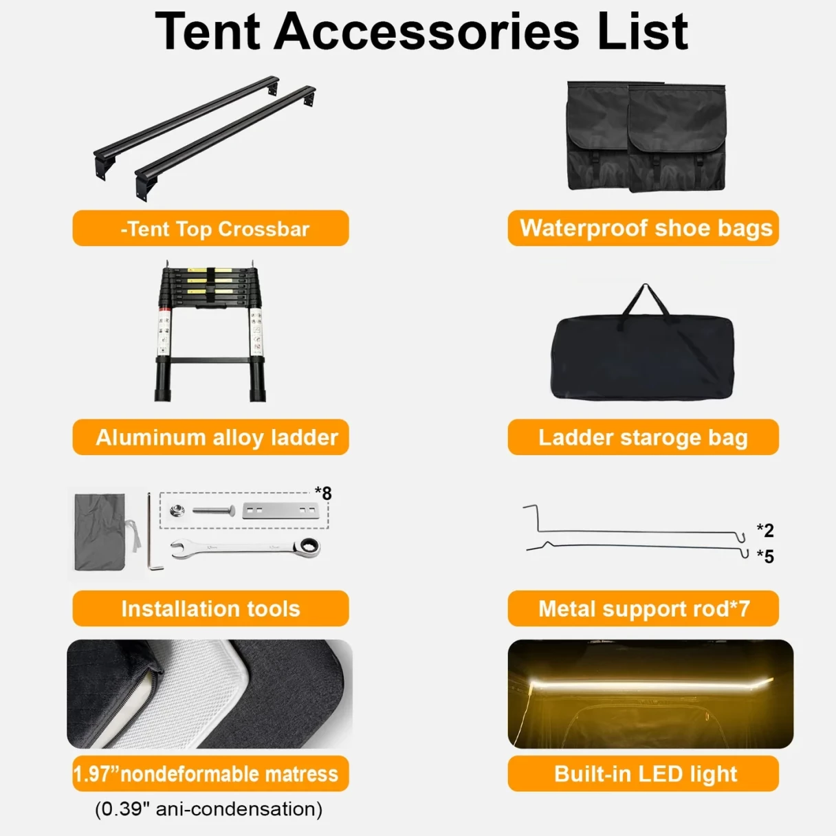 [DE Direct] NATURNEST Car Tent, 2-3 Person Rooftop Tent, Aluminum Frame, Truck Roof Top Tent, Truck Camping Bed Tent, 2in Thick Mattress, Camping Tent Hard Shell with Latch, Waterproof, UV Protection, for SUV, Truck