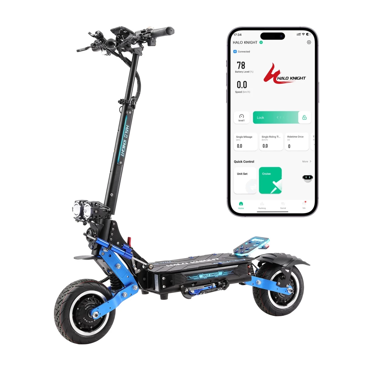 [EU DIRECT] HALO KNIGHT T108 Pro 2025 Version Electric Scooter 60V 38.4Ah 6000W Dual Motor Recommended Top Speed 25KM/H 11inch Foldable Electric Scooter 40-80km Mileage 150kg Max Load EU Plug HaloKnight