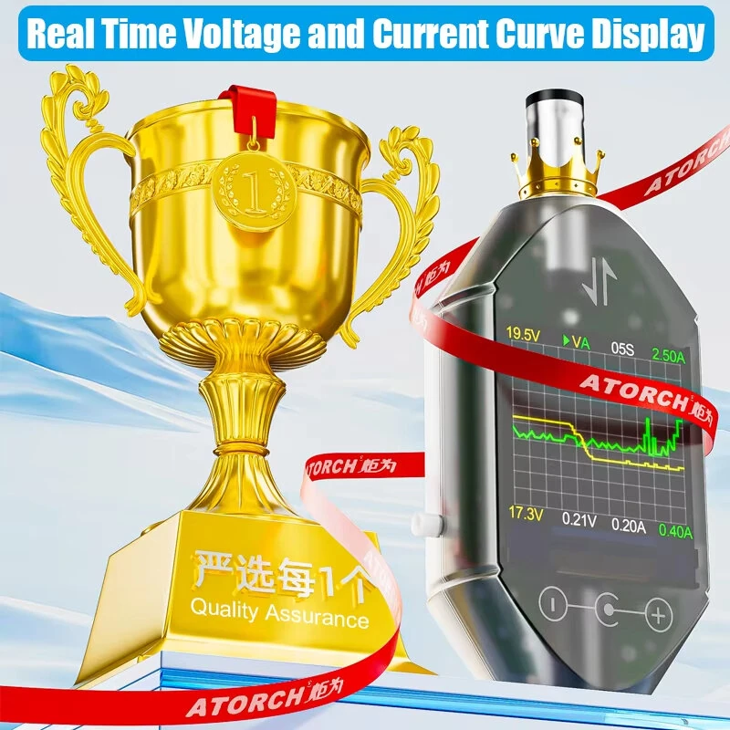 ATORCH DT550 Digital Voltage Current Tester DC4.5-50V Max 12A 600W Power Capacity Meter High Precision Energy Monitoring Device