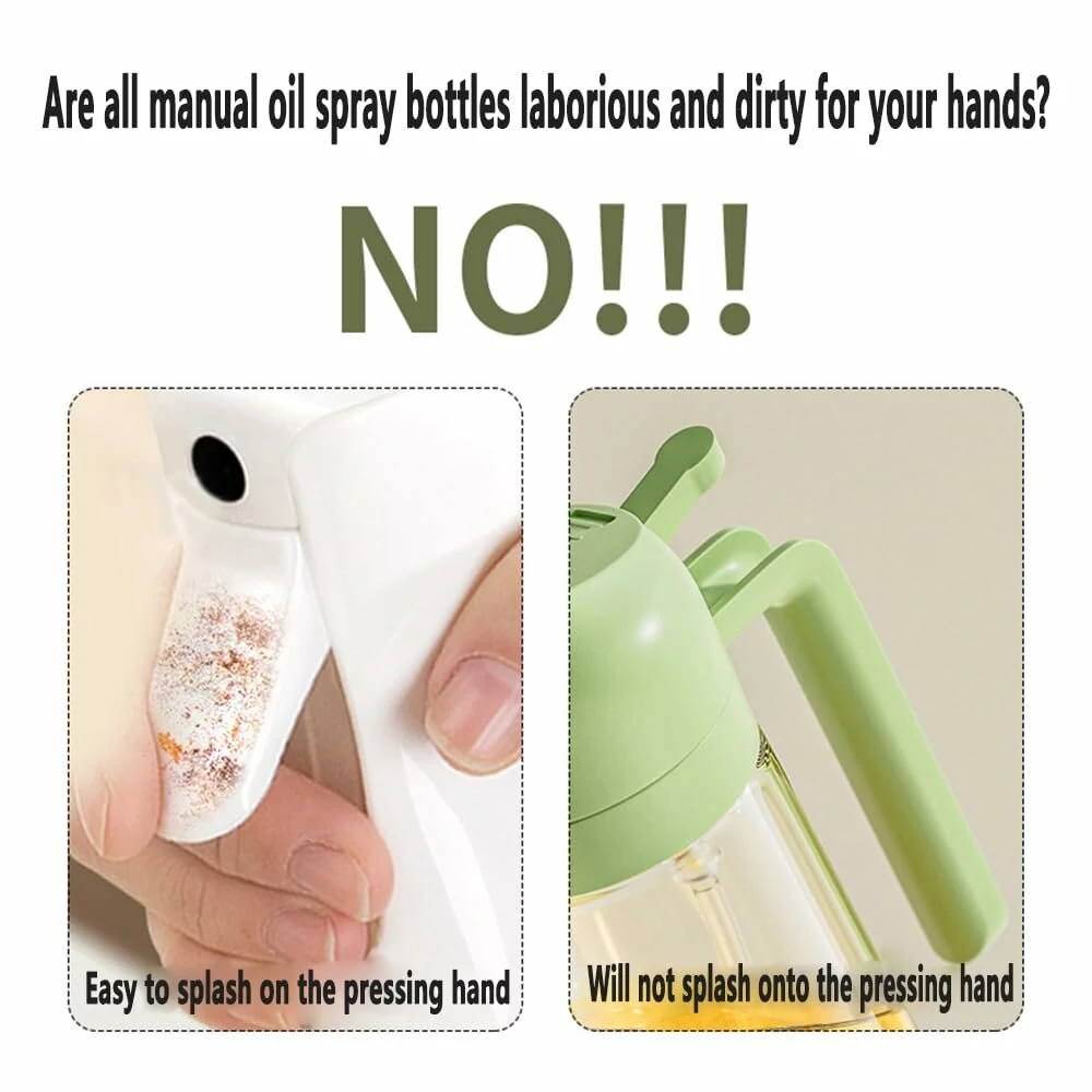Two in One Oil Dispenser Oil Sprayer Refillable Oil Sprayer Commercial Food Grade Spray Bottle Oil Mister for Cooking Baking Frying BBQ