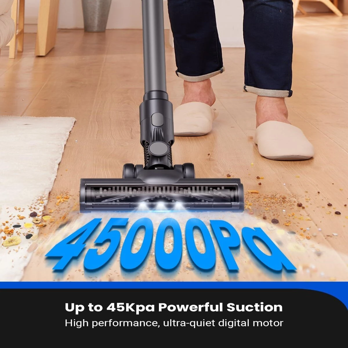 [EU Direct] Proscenic P11 Mopping Wet Dry Vacuum and Mop Comb,45Kpa Suction, Max 60Min Runtime,Lightweight Stick Vacuum with LED Display, Long Runtime Ease of use for All Floors Pet Hair Carpet