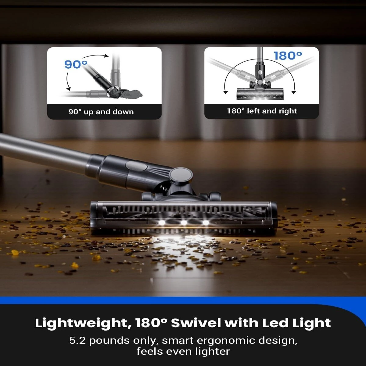 [EU Direct] Proscenic P11 Mopping Wet Dry Vacuum and Mop Comb,45Kpa Suction, Max 60Min Runtime,Lightweight Stick Vacuum with LED Display, Long Runtime Ease of use for All Floors Pet Hair Carpet