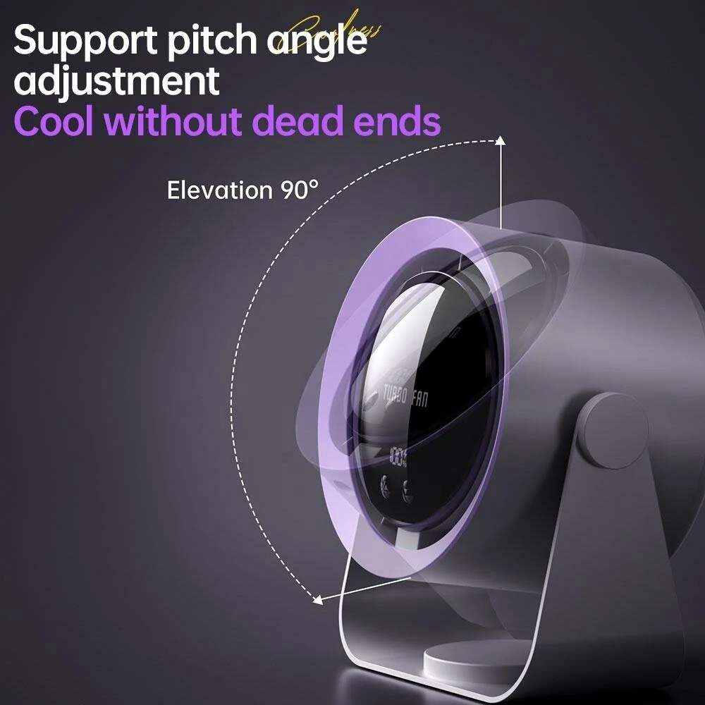 Digital Display High Speed Turbine Small Fan Desktop Small Electric Fan Type C Strong Wind Circulating Air 100 Steps Of Stepless Speed Adjustment