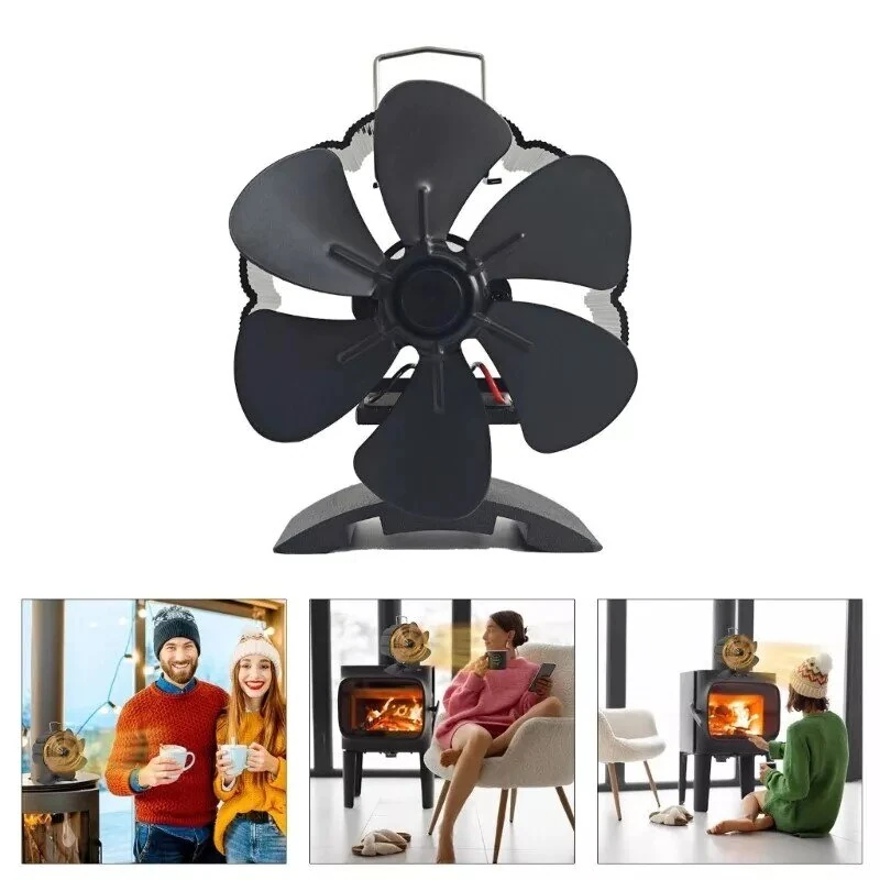 4/6 Blade Fireplace Fan Heat Powered Wood Burn Fan No Electricity Oven Fan for Stove/Log Burner/Fireplace Eco Friendly Fan