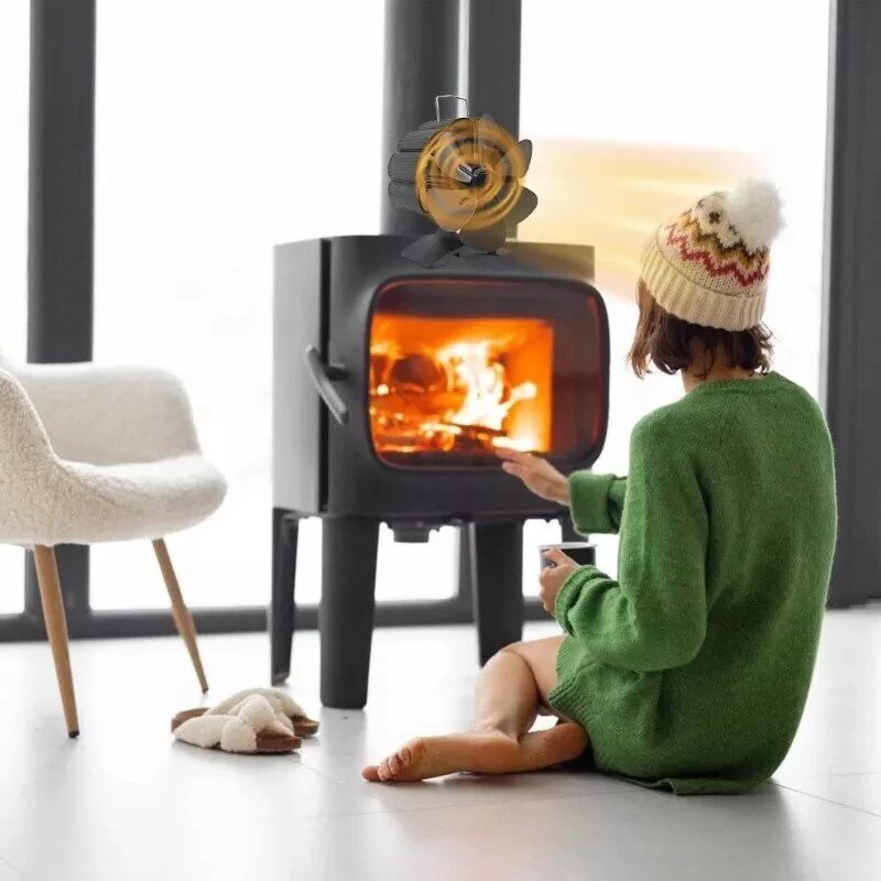 4/6 Blade Fireplace Fan Heat Powered Wood Burn Fan No Electricity Oven Fan for Stove/Log Burner/Fireplace Eco Friendly Fan