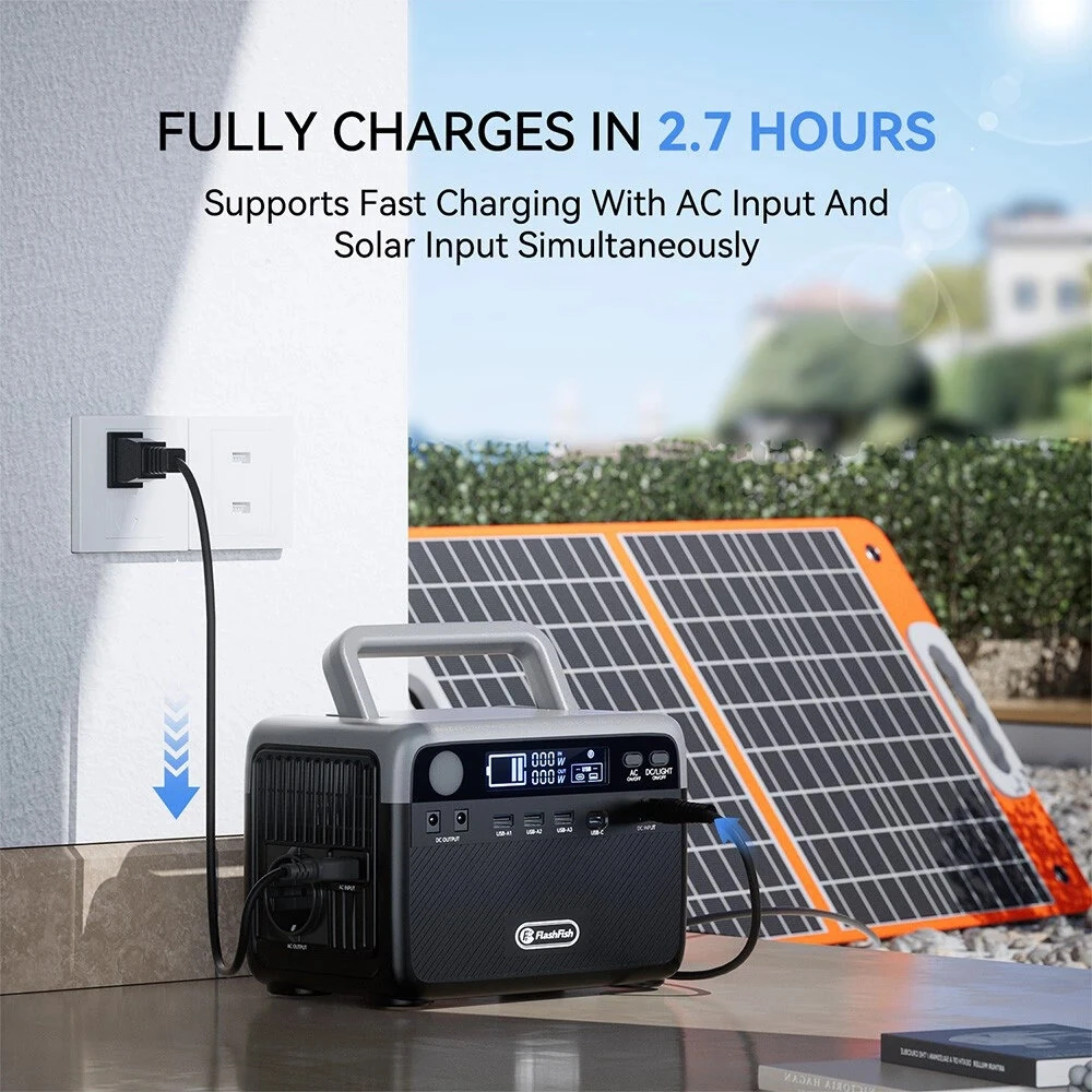 [EU Direct] Flashfish BP030B 300W Portable Power Station, 230.4Wh LiFePO4 Battery, 600W Surge, AC Outlets, Pass-through Charging, Solar Generator for Camping/Home Backup/Emergencies/Off-Grid/Power Outages