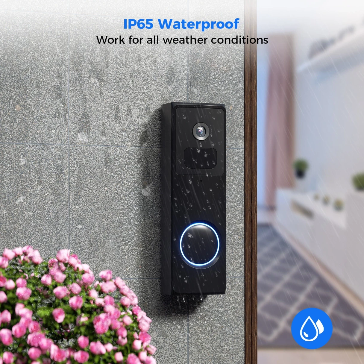 Hiseeu DB2 1080P 2MP WiFi Doorbell Camera IR Night Vision Smart PIR Motion Recognition Two-way Audio IP65 Waterproof 2.4G Wireless Home Ring Video Door Bell