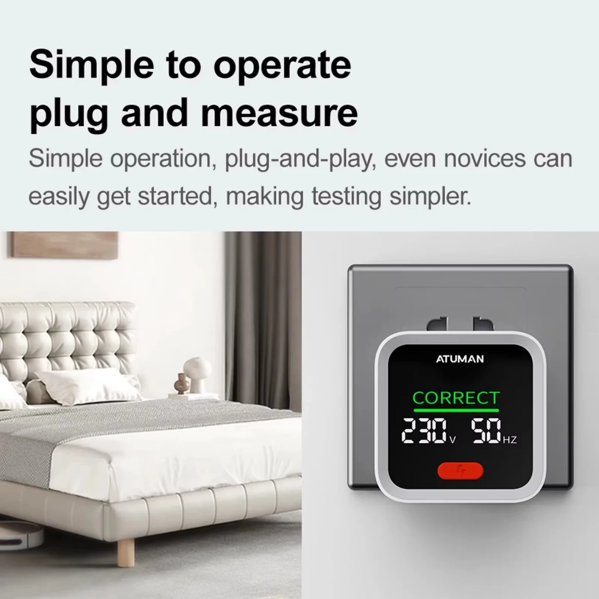 ATuMan ST2 Socket Tester Smart Plug Analyzer LCD Display Voltage Tester GFCI Test Electrical Wiring Checker 90-250V Universal Socket Tester