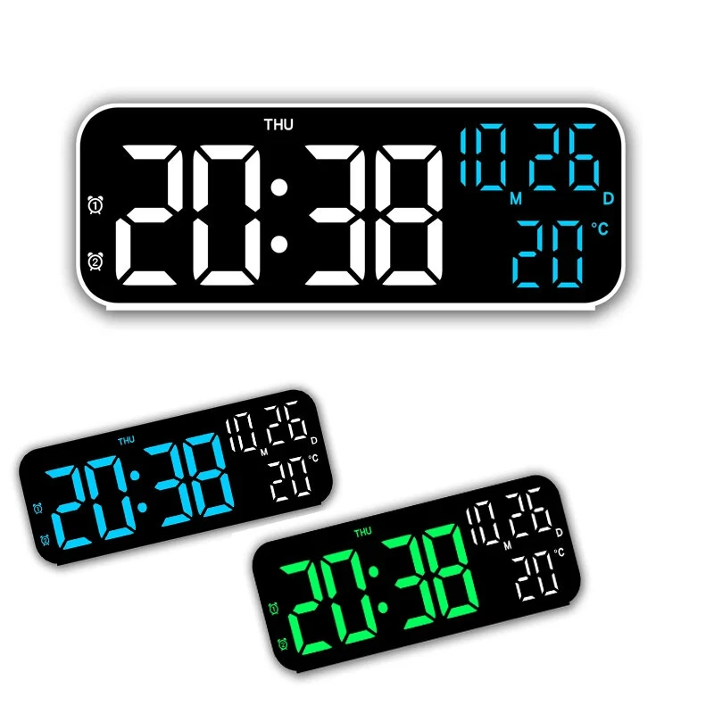 Multifunctional LED Clock 12/24H Digital Wall Alarm Clock LED Temperature Date Display Week Night Mode Table Clock Minimalist