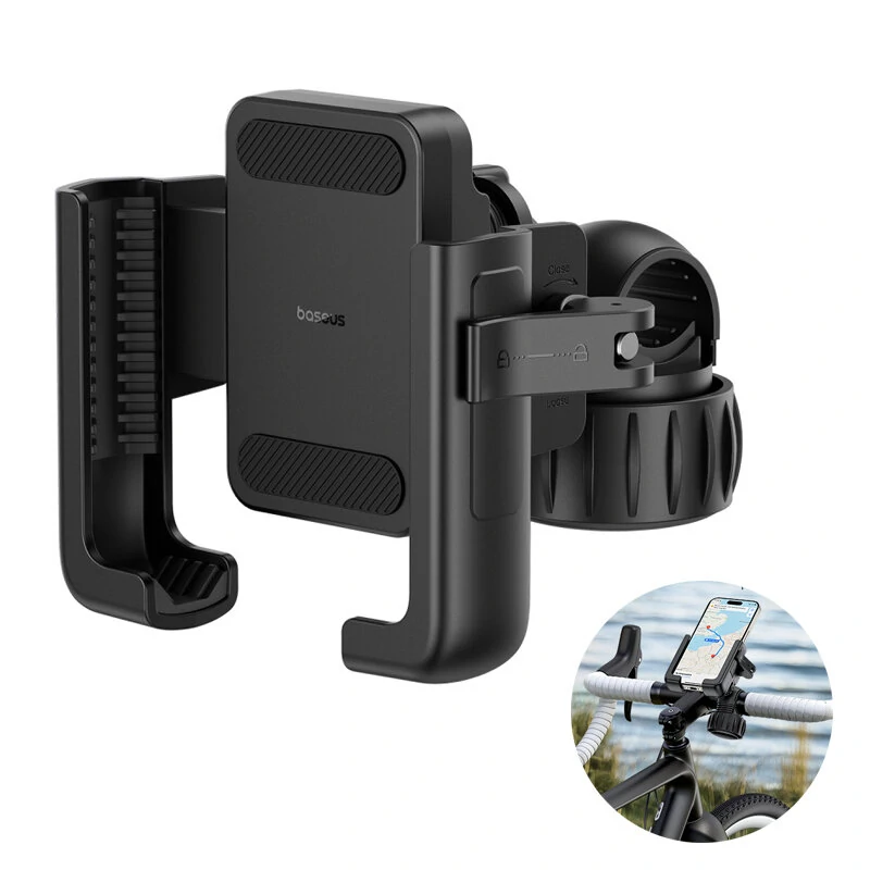 Baseus Phone Holder 5.7"-7.2" Adjustable Phone Clip Stand Shockproof Portable Bike Holder Phone Bracket for Motorcycle Bicycle