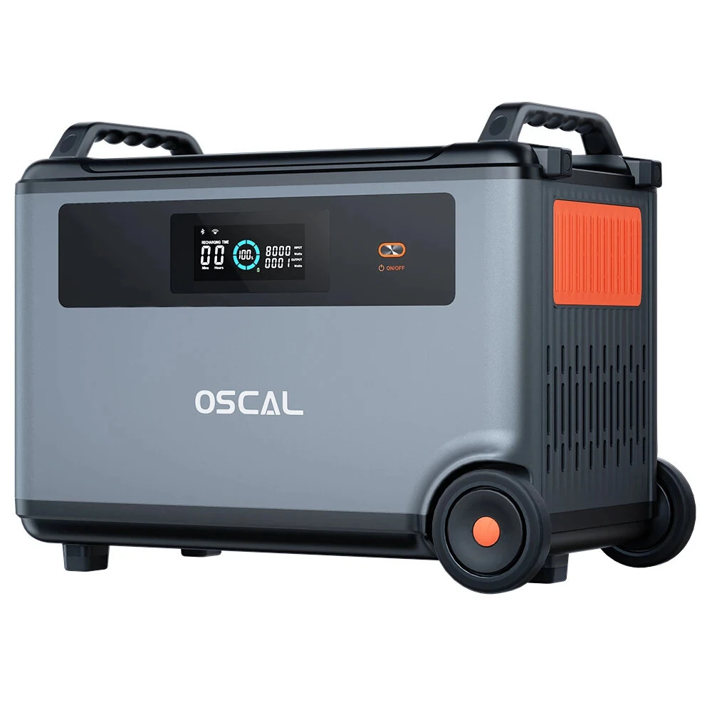 [EU Direct] Blackview Oscal PowerMax 3600 Rugged Power Station + BP3600 3600Wh Extra Battery Pack + 2*PM200 200W Solar Panel, 3600Wh to 57600Wh LiFePO4 Battery, 14 Outlets, 5 LED Light Modes, Morse Code Signal