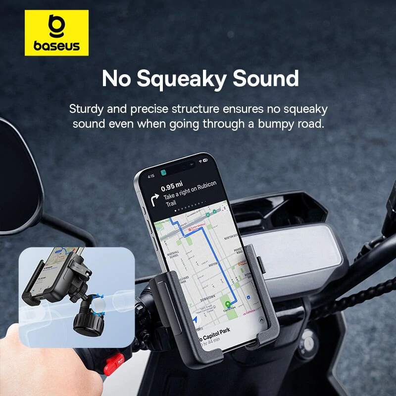 Baseus Phone Holder 5.7"-7.2" Adjustable Phone Clip Stand Shockproof Portable Bike Holder Phone Bracket for Motorcycle Bicycle