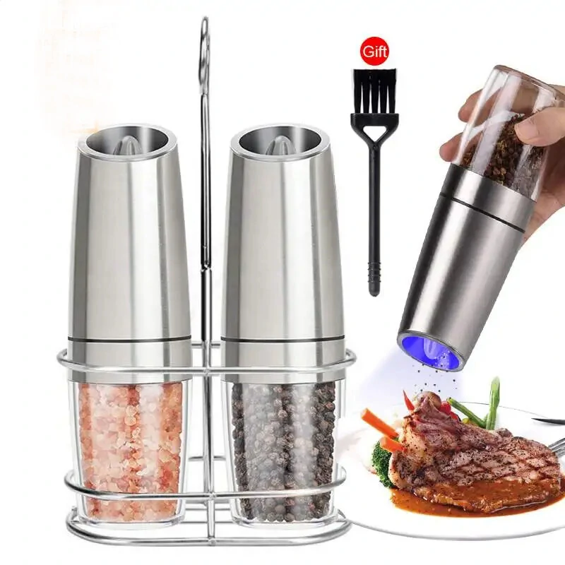 Electric Pepper Mill Sets Herb Coffee Grinder with LED Light Automatic Gravity Induction Salt Shaker Grinders Machine Spice Mill Tool